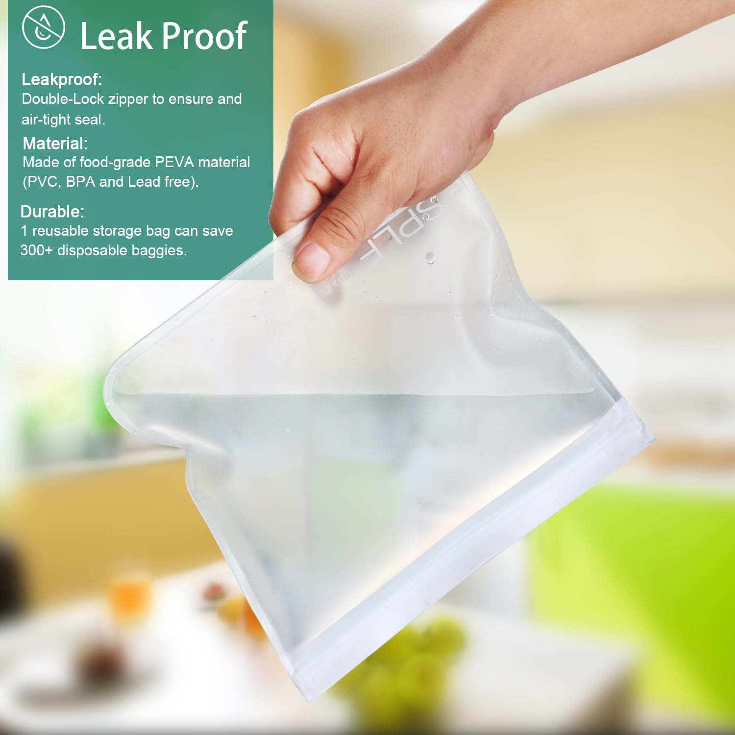 Splf 12 Pack Dishwasher Safe Reusable Storage Bags (5 Sandwich Bags, 5 Snack Bags, 2 Gallon Bags), Bpa Free Freezer Bags Leakpro