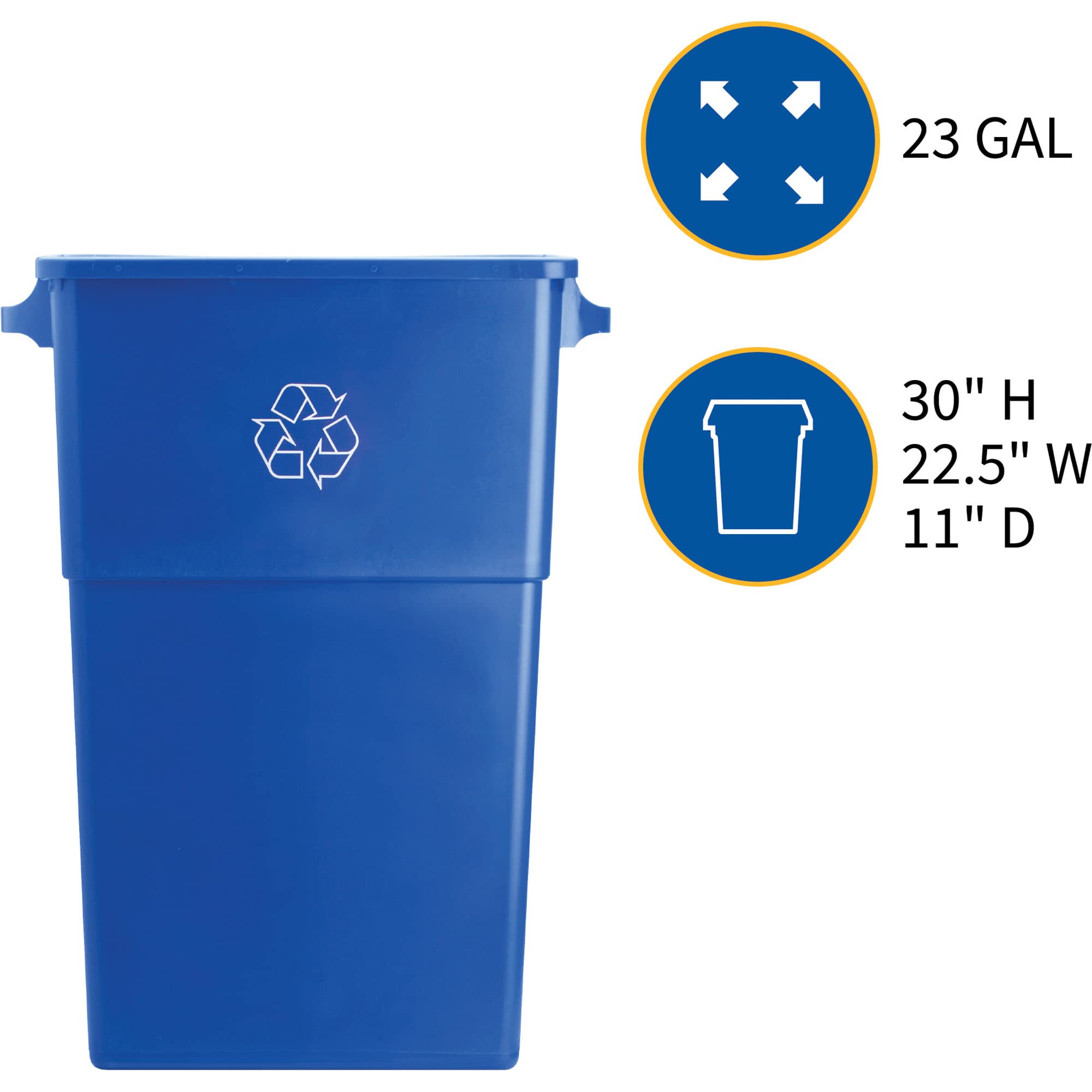 Genuine Joe Gjo57258 Recycling Rectangular Container, 23 Gallon Capacity, 22-1/2'' Width X 30'' Height X 11'' Depth, Blue