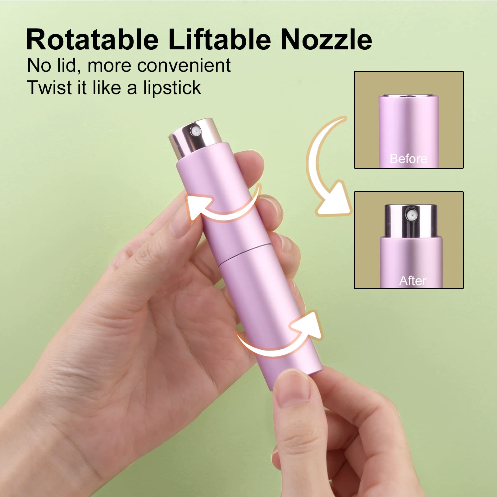 Refillable Travel Perfume Atomiser Bottles  Zingso 2 Pcs 10ml Mini Portable Spray Bottles Refillable Perfume Aftershave Atomiser Empty Travel Bottles with FunnelA (10ml (Pink+Light Purple))