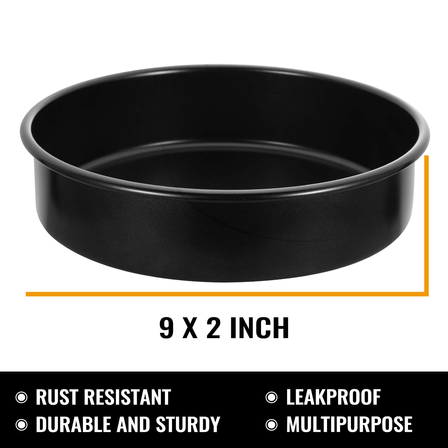 Hiware 9-Inch Round Cakes Pan Set With 60 Pieces Parchment Paper Rounds, Nonstick Baking Cake Pans, Dishwasher Safe - Set Of 2