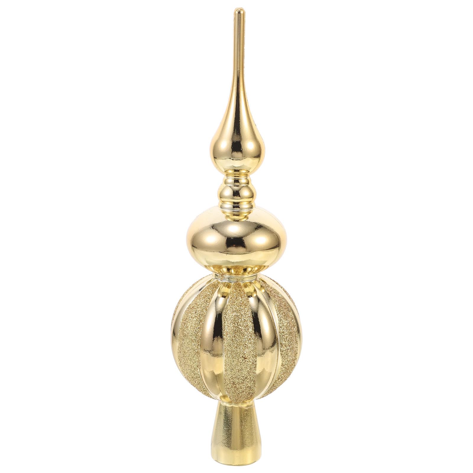 Cabilock Spherical Christmas Tree Topper Plastic Ornament Glittery Xmas Treetop Decoration Party Supplies for Home Office Holida