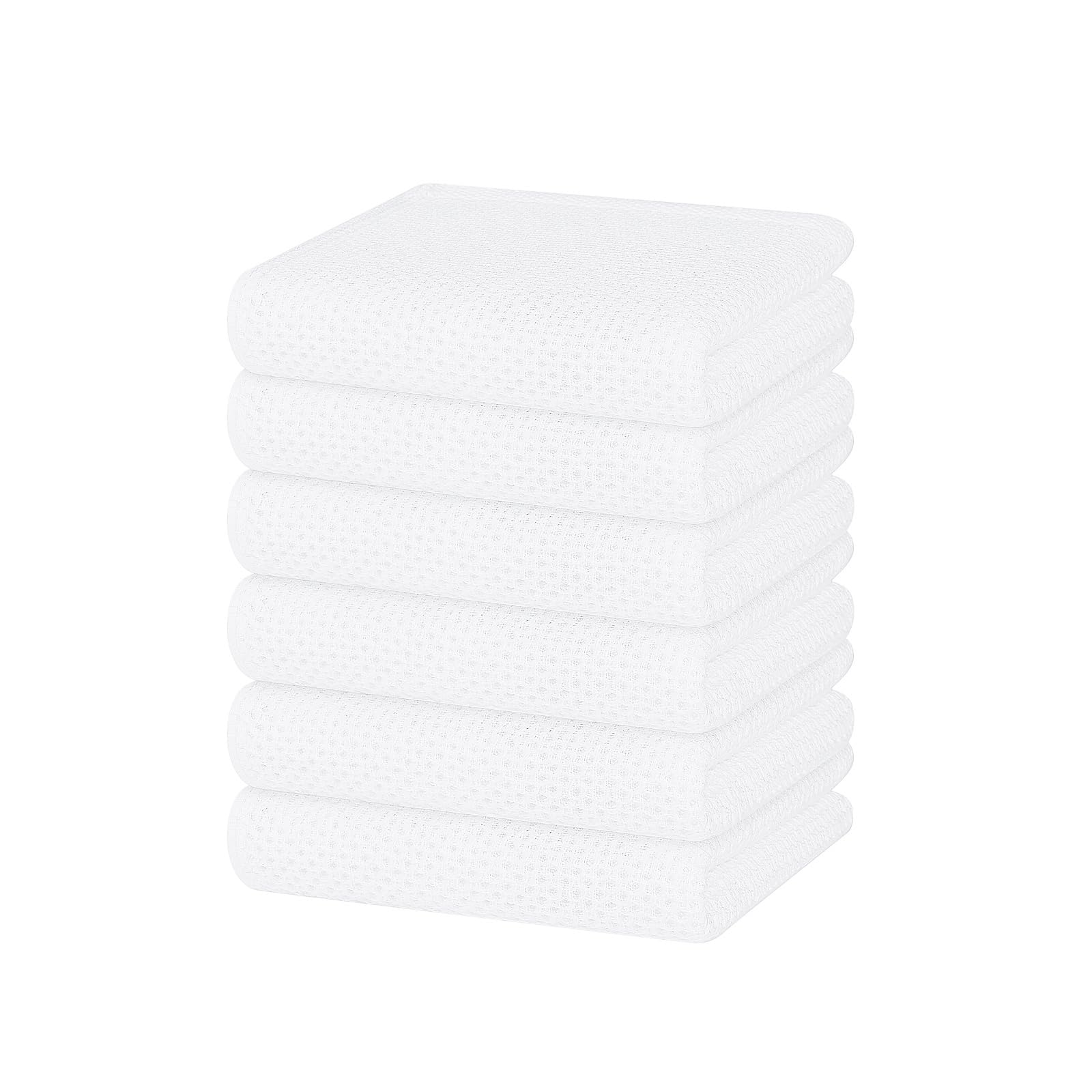 Homaxy 100% Cotton Waffle Weave Kitchen Dish Towels, Ultra Soft Absorbent Quick Drying Cleaning Towel, 13 x 28 Inches, 6-Pack, W