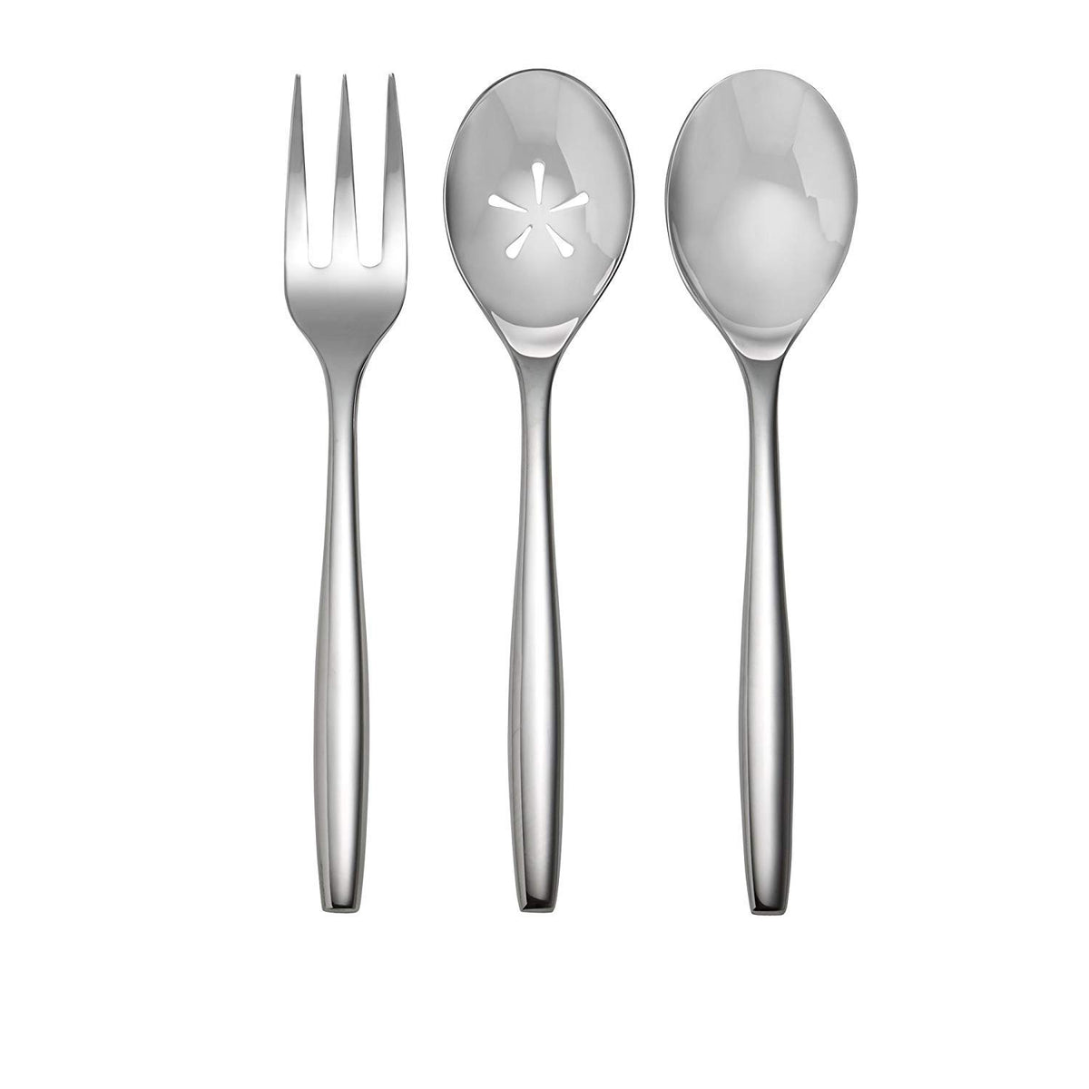 Nambe Aidan 3-Piece Hostess Set | 18/10 Stainless Steel Flatware Serving Fork And Spoon Set | Serving Utensils For Buffet, Cater