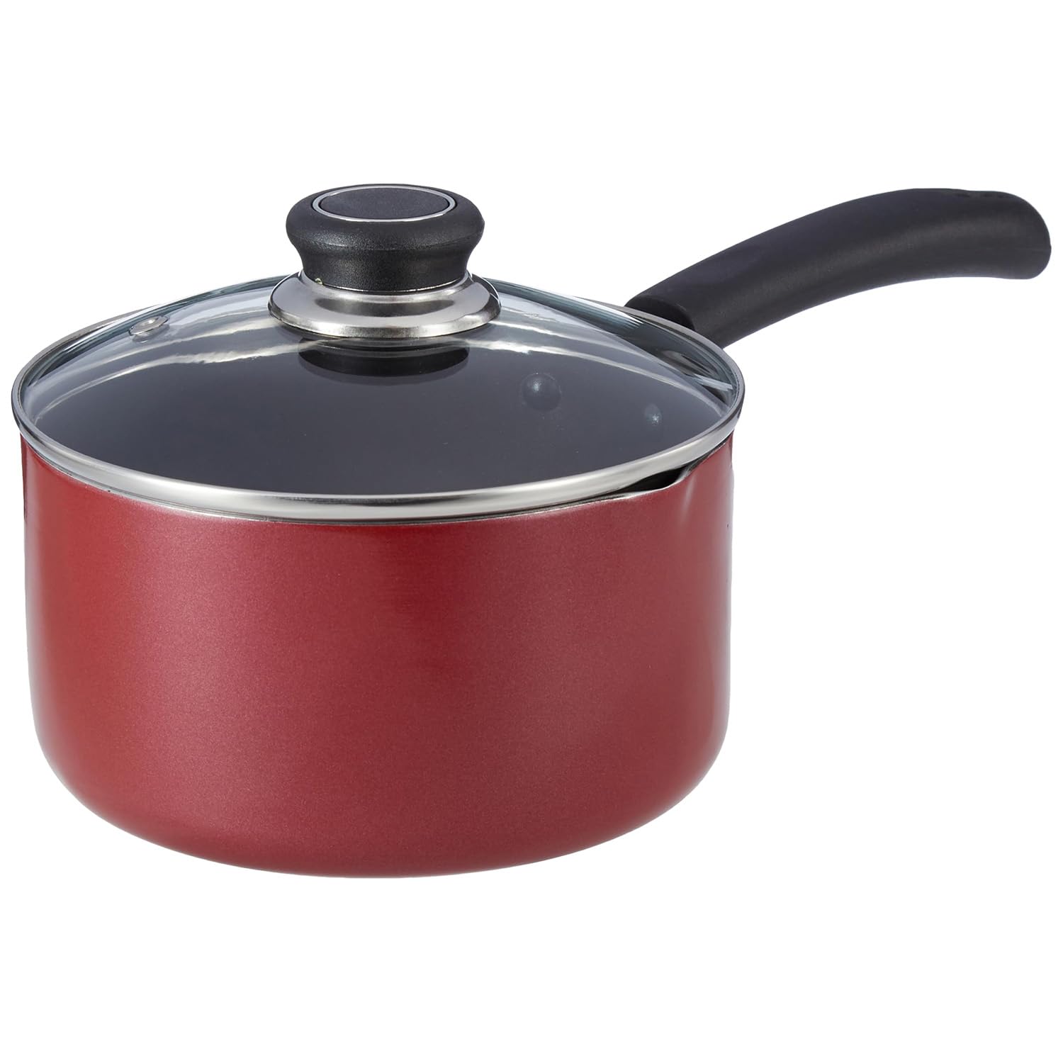 Amazon Brand - Solimo Aluminium Saucepan With Glass Lid | Non-Stick | Induction Base| Gas Stove And Induction Compatible | Heat 