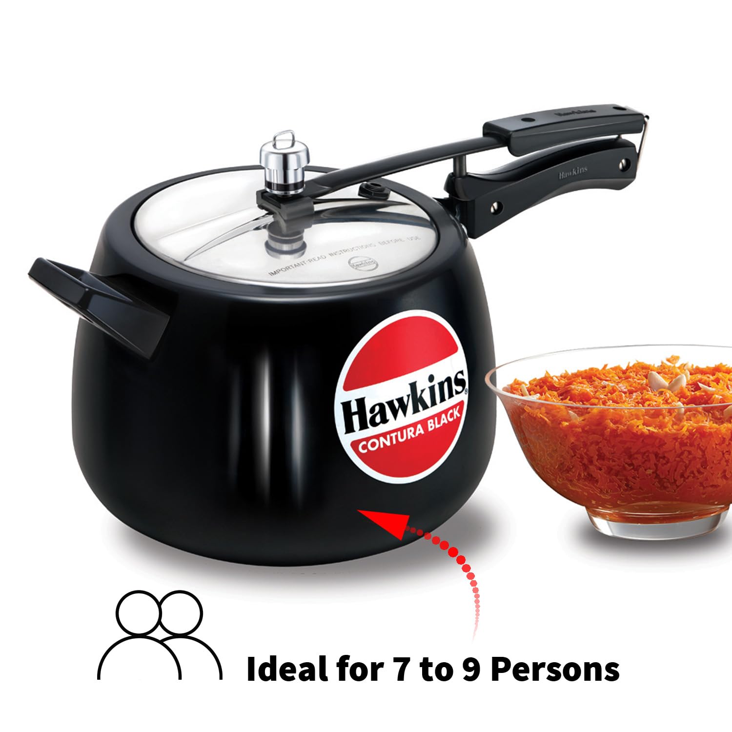 Hawkins CB65 Hard Anodised Pressure Cooker, 6.5-Liter, Contura Black