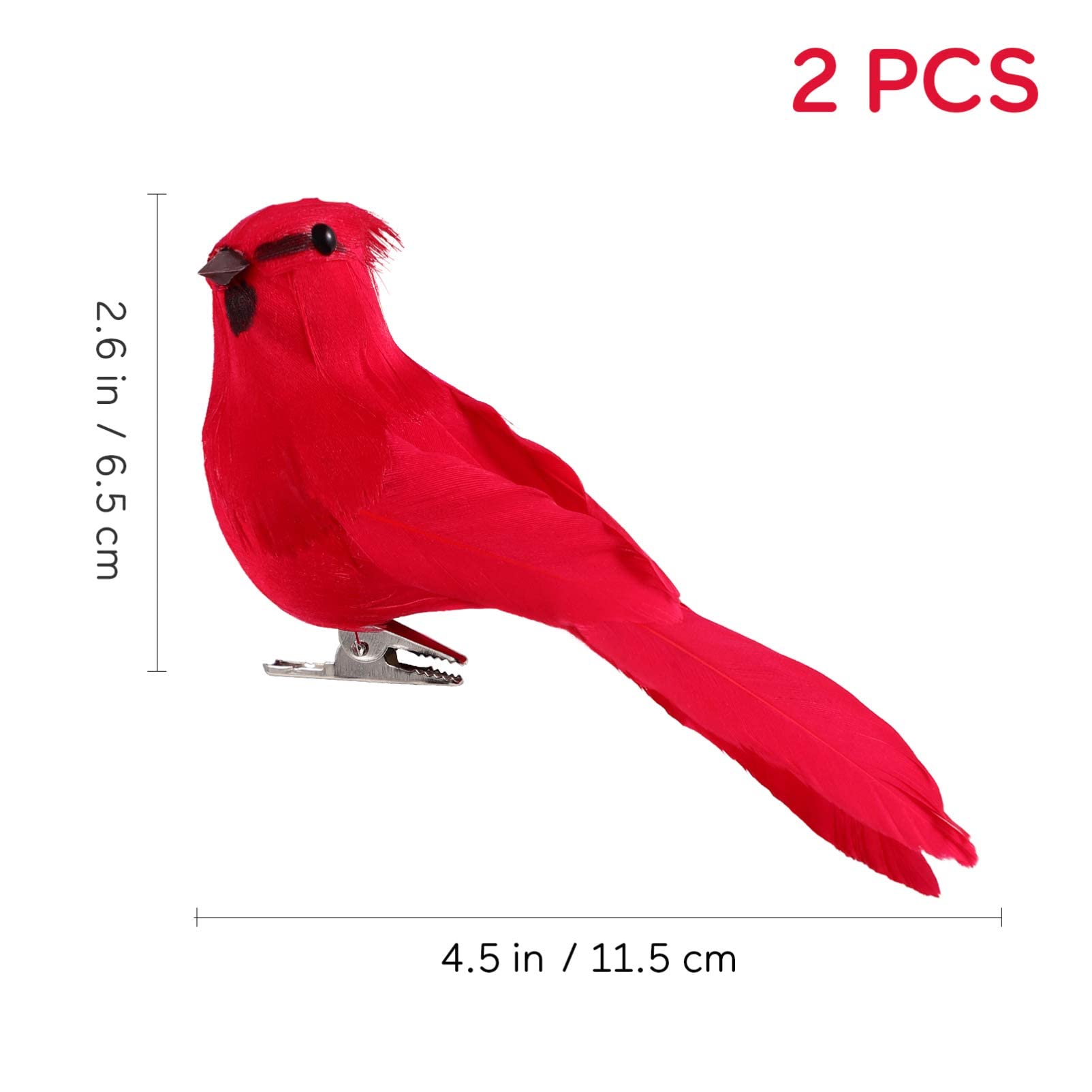 Amosfun 2Pcs Cardinal Christmas Ornaments Decorations for Tree Clip On Realistic Bird Figurines Artificial Feathered Birds Festi