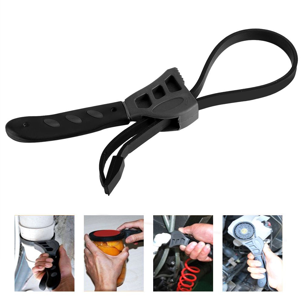 Pssopp Strap Wrench, Universal Jar Lid Opener 500Mm Heavy Duty Rubber Pipe Wrench For Home Kitchen