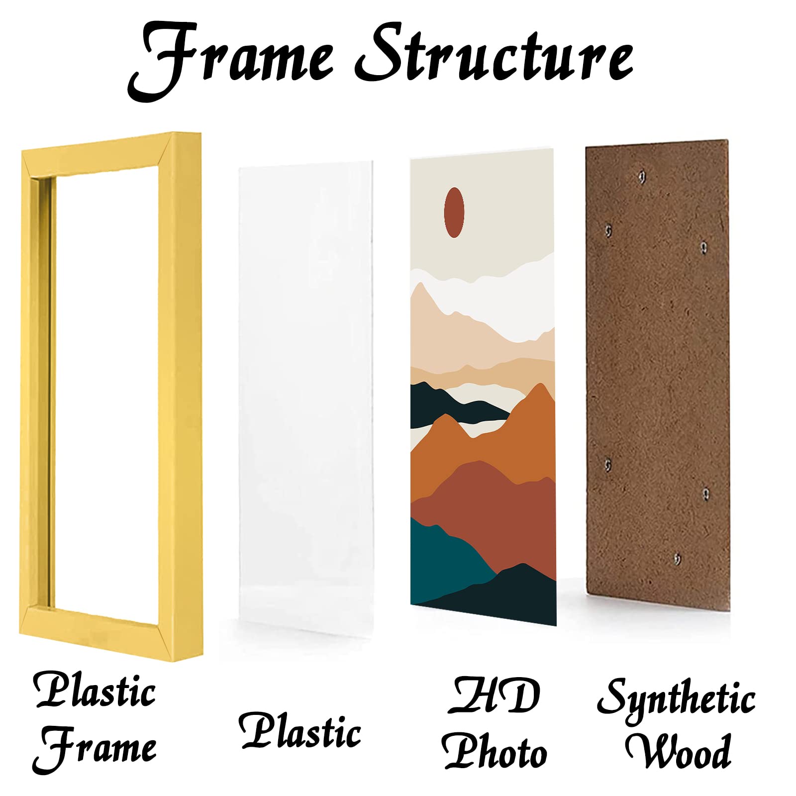 ijuerybai Gold 11x14 Picture Frame Set of 3, High Transparent Frame for 11 By 14 Photo Collage Canvas Poster Size Wall Mount and