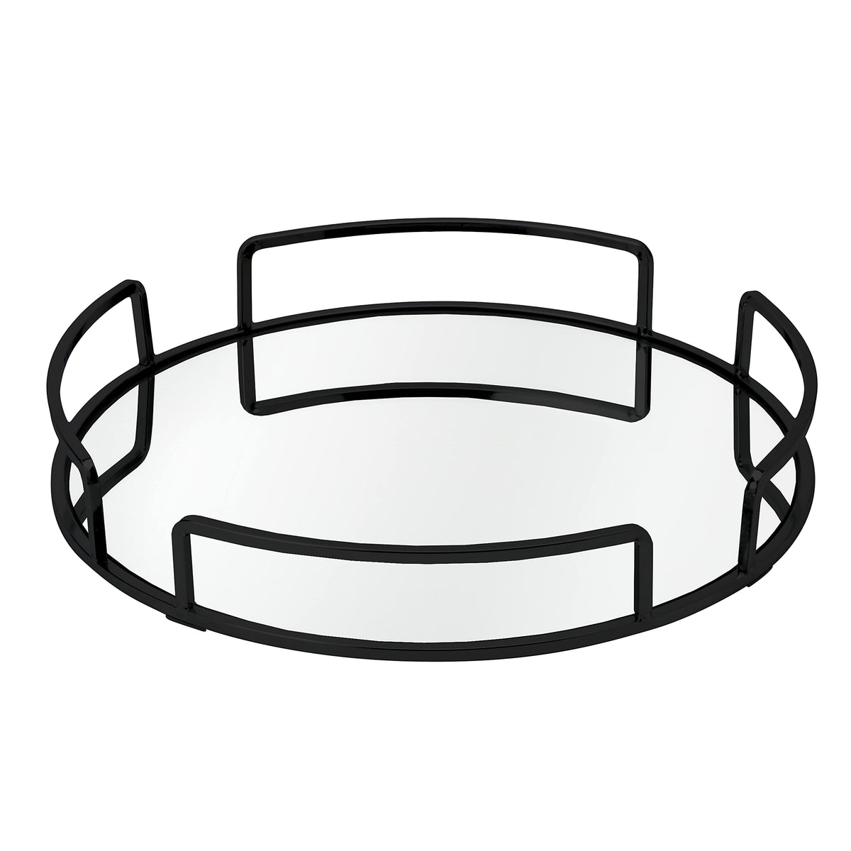 Home Details Rounded Mirrored Vanity Tray | Dimensions : 12.99'' L X 12.99'' W X 2.05'' H | Glass Base | Great For Cosmetics | J