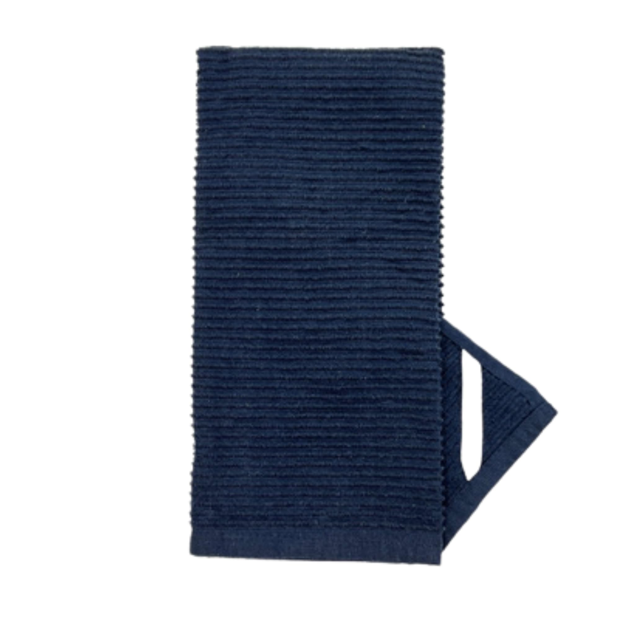 Serafina Home Oversized Solid Color Dark Navy Blue Kitchen Dish Towels: 100% Cotton Cloth Soft Cleaning Drying Absorbent Ribbed