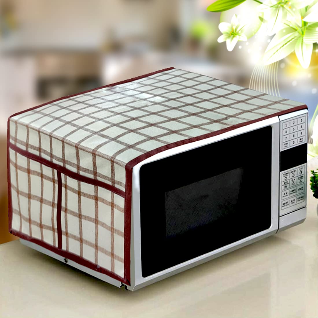 Kanushi Industries Microwave/Oven Top Cover With 4 Utility Pockets (Var-Micro-Nw-New-03-Top)