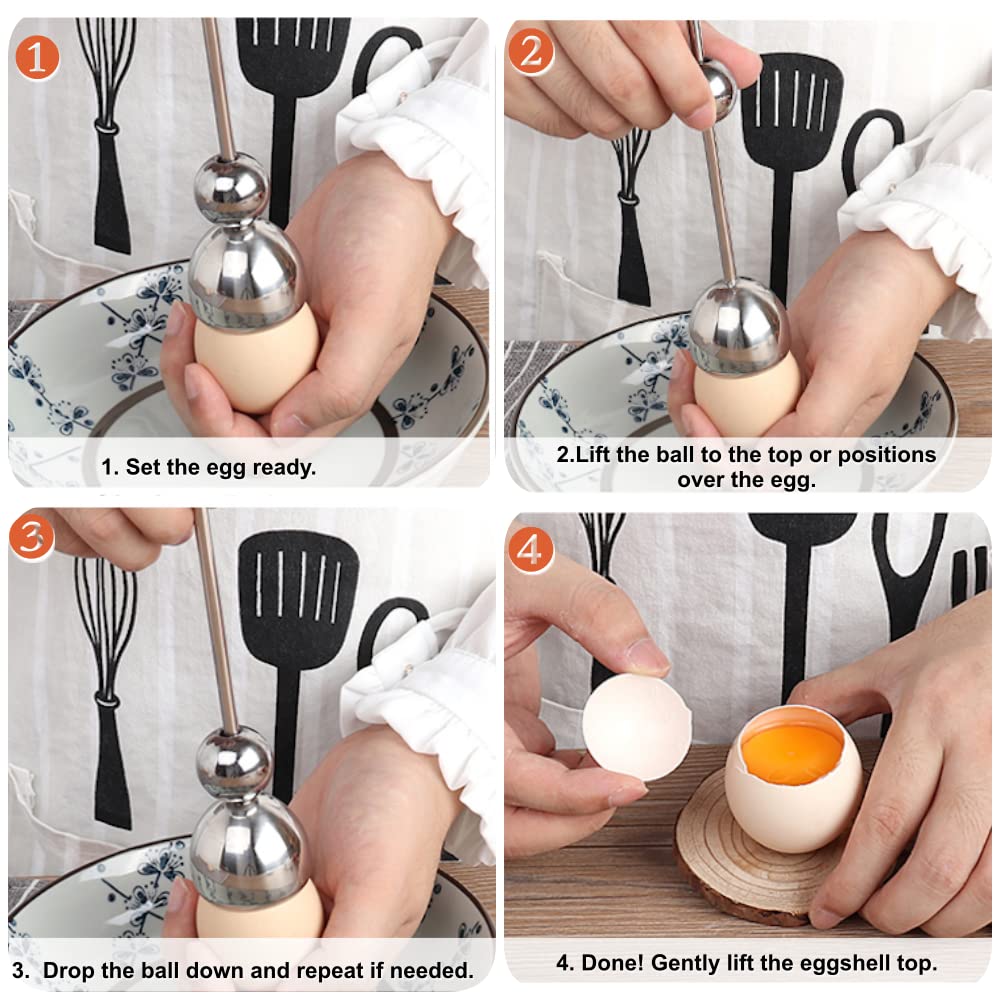 Egg Topper - Jawbush Egg Shell Opener, Stainless Steel Egg Cracker Tool For Soft Or Hard Boiled Egg, Egg Separator Egg Shell Rem