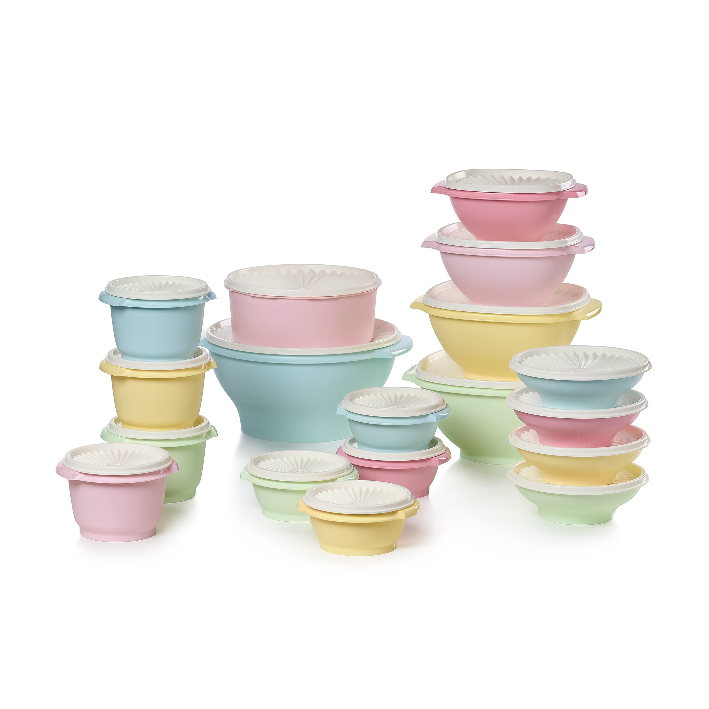 Tupperware Heritage Collection 36 Piece Food Storage Container Set in Vintage Colors- Dishwasher Safe & BPA Free - (18 container