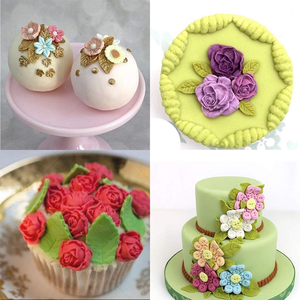 Large Rose Mold Silicone,Rose Flower And Leaves Fondant Cake Molds,Leaf Candy Chocolate Molds For Wedding Cake Decoration, Sugar