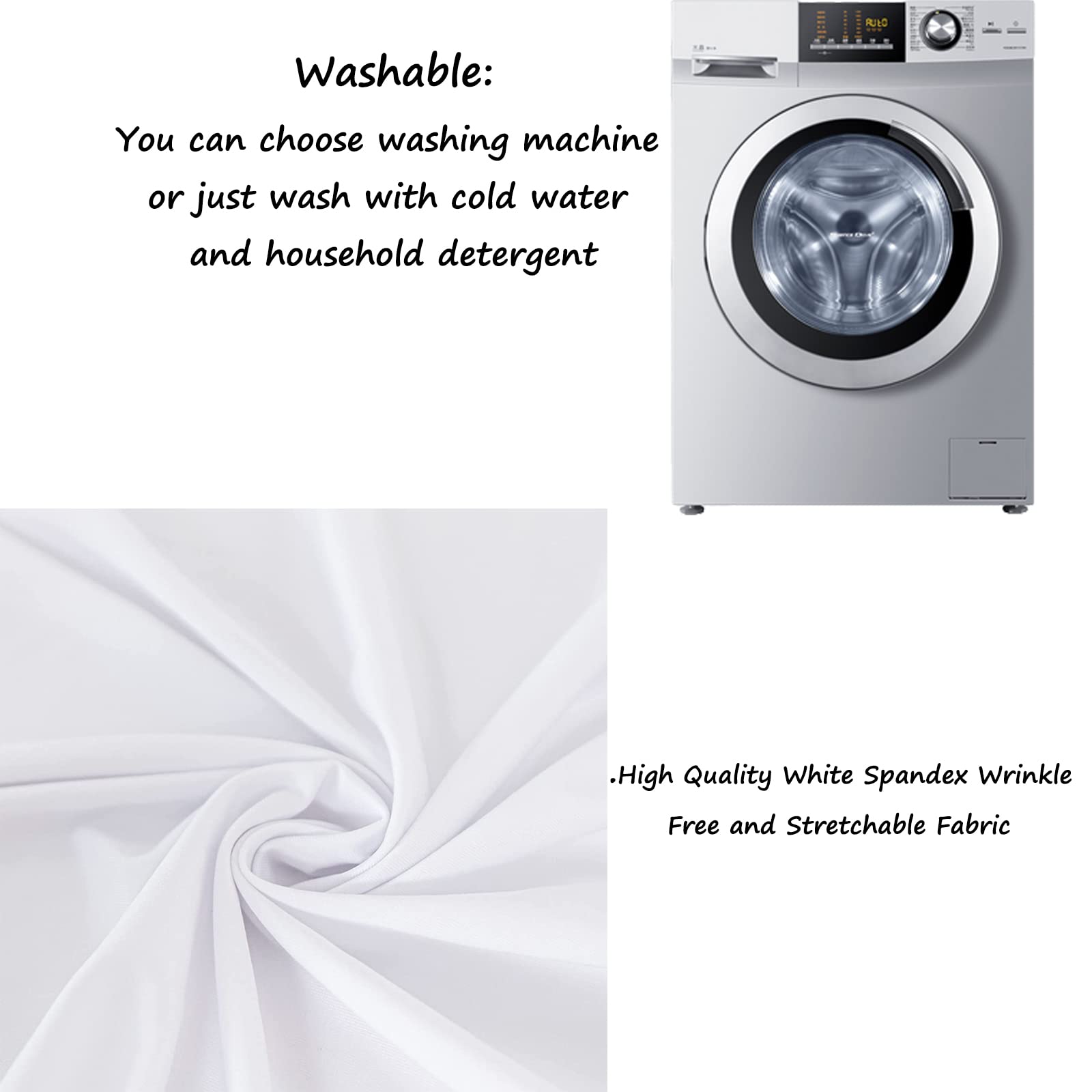 Axieri White Spandex Tablecloth Round 4 Pack, Round Spandex Tablecloth 48 Inch (4Ft) Fitted Spandex Tablecloth For Wedding 4Pack