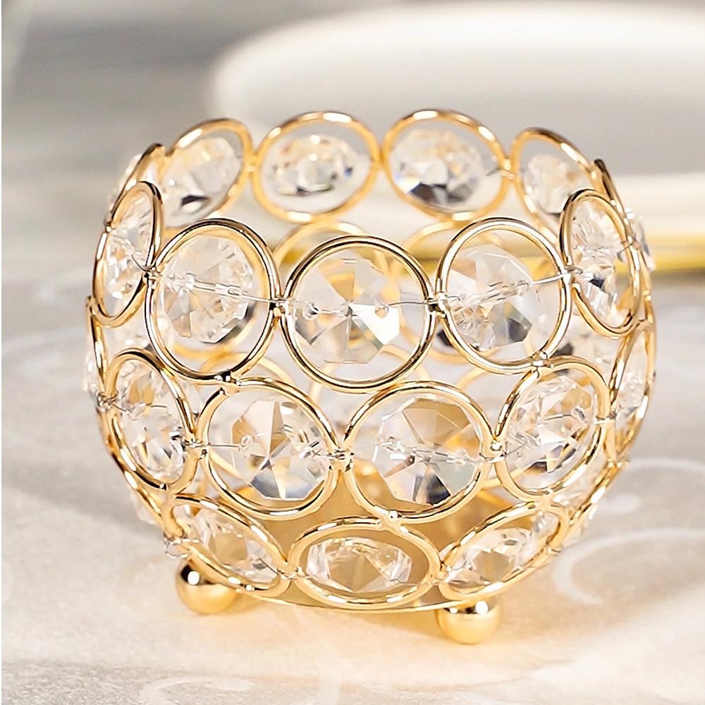 32PCS Gold Votive Candle Holders for Wedding Centerpieces,Crystal Bowl Tealight Holders for Party,Home Shower Decorations, Flowe