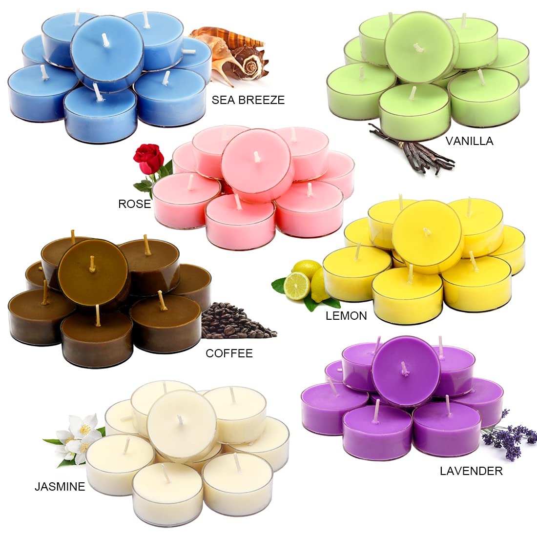 DEYBBY Natural Scented Soy Wax Tealight Candles Bulk, Romantic Rose Aromatherapy Luxury Tea Candle Set of 12-4 Hour Burn Time|Gr