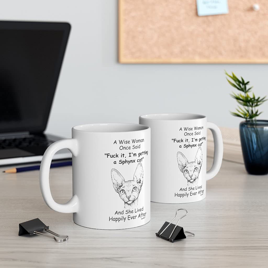 Funny Sphynx Cat Gifts For Women Cats Lovers Fun Cat Mom Mug Mother 'S Day 2024 Christmas Gift Wise Woman Once Said Coffee Cup W