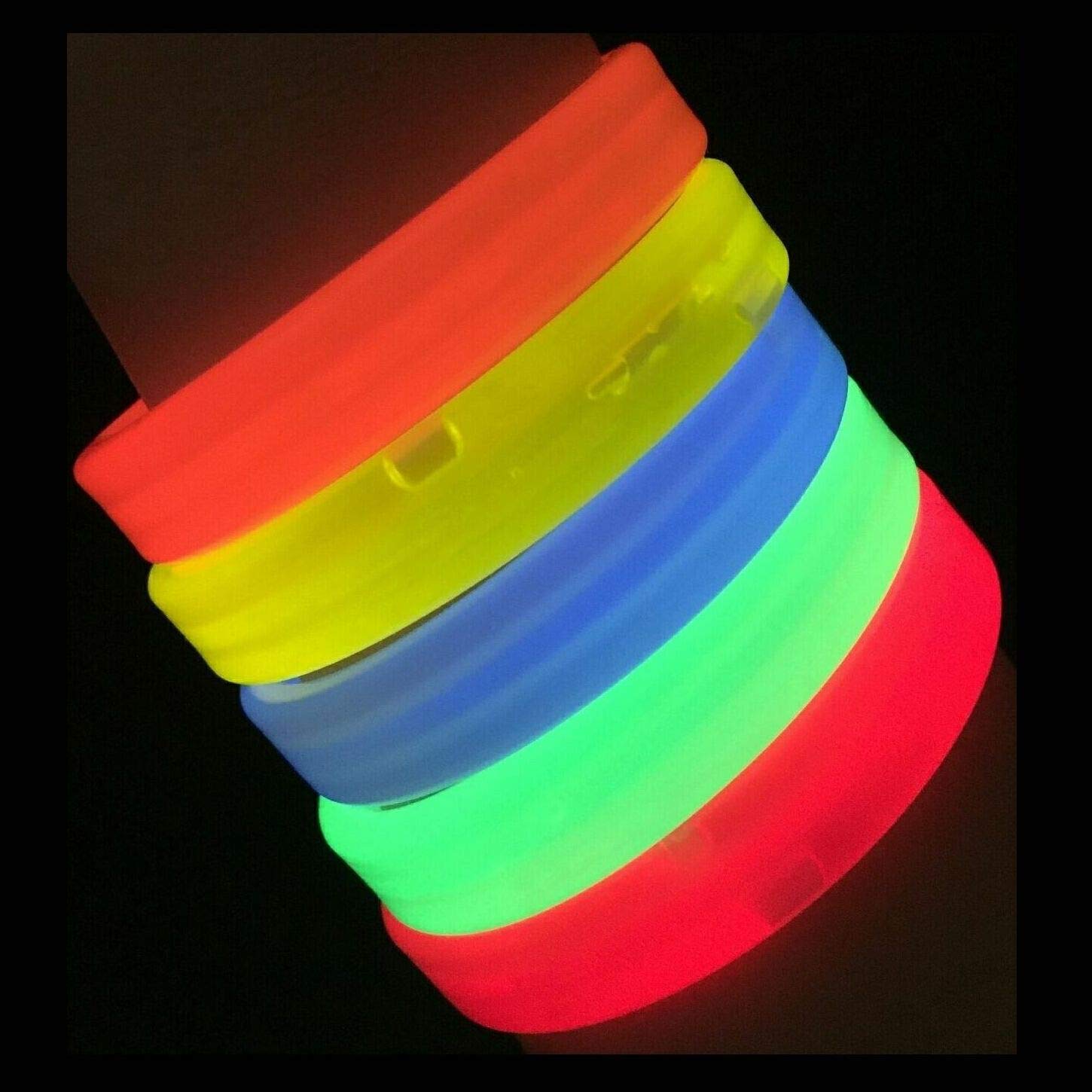 Glow With Us Brand Triple-Wide Wristbands, 25 9 Assorted Bracelets, Bright Color, Glow 8-12 Hrs, Party Favors Supplies, Sturdy P