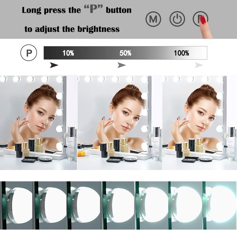 Despful Vanity Mirror Makeup Mirror With Lights,31.5''X 23.6'' Large Hollywood Lighted Vanity Mirror With 18 Dimmable Led Bulbs,