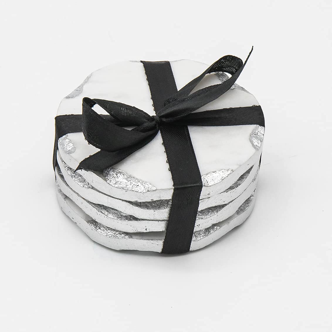 Coasters For Drink Spill Tabletop Protector With Silver Edge By Godinger