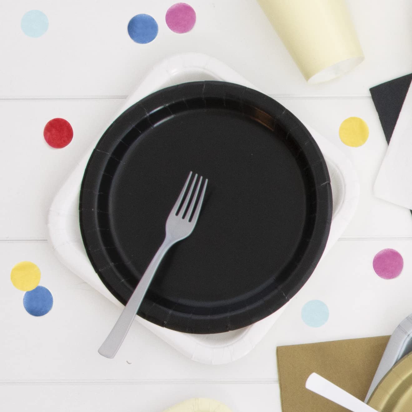 Black Round Paper Dinner Plates - 9'' (Pack Of 8) - Eco-Friendly & Disposable Tableware - Perfect For Celebrations, Weddings & G
