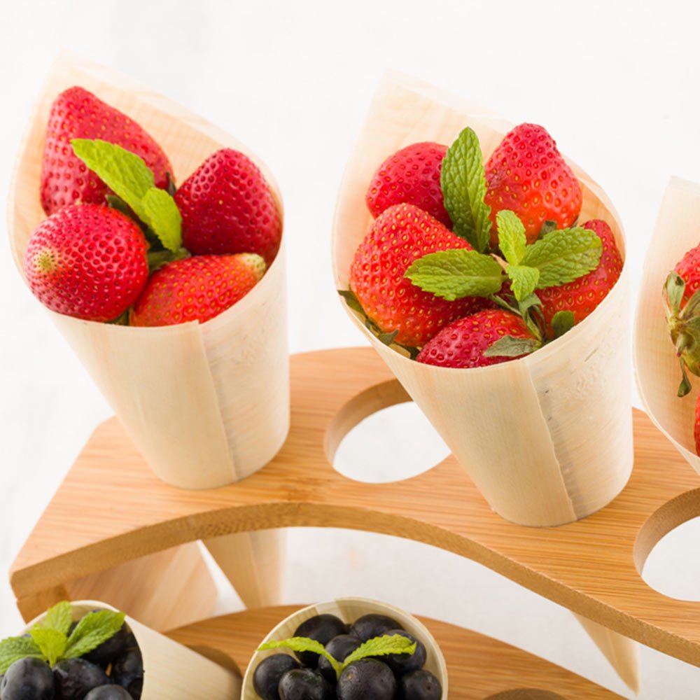 Restaurantware 7-In Pinewood Serving And Tasting Cone: Perfect For Appetizers And Finger Foods At Home Parties Or Catering Event