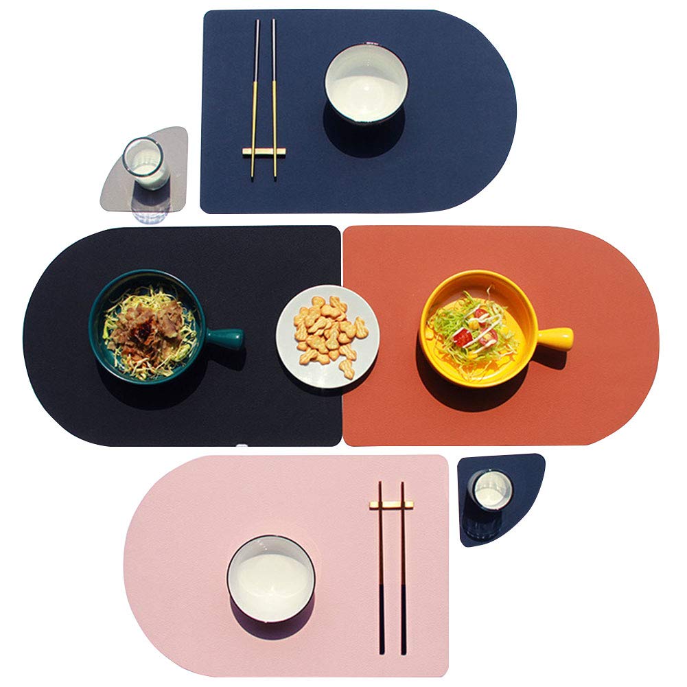 V-Shine Placemats For Dining Table Set Of 4 Washable Leather Placemat Non-Slip Kitchen Heat-Resistant Waterproof Table Place Mat