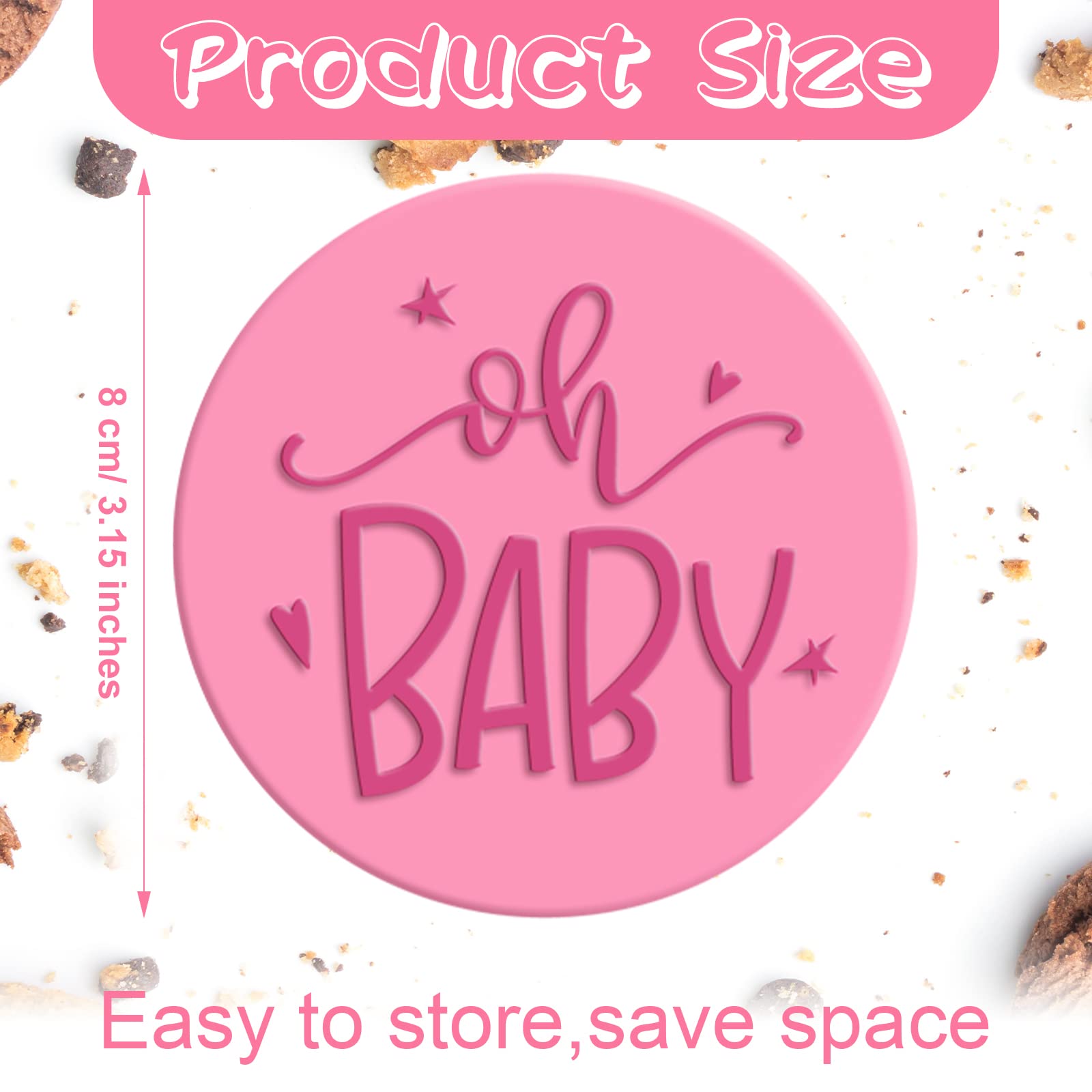 6 Pcs Baby Shower Fondant Embosser Baby Shower Cookie Stamps 3D Design Baby Shower Cookie Cutters Baby Fondant Stamp For Party D