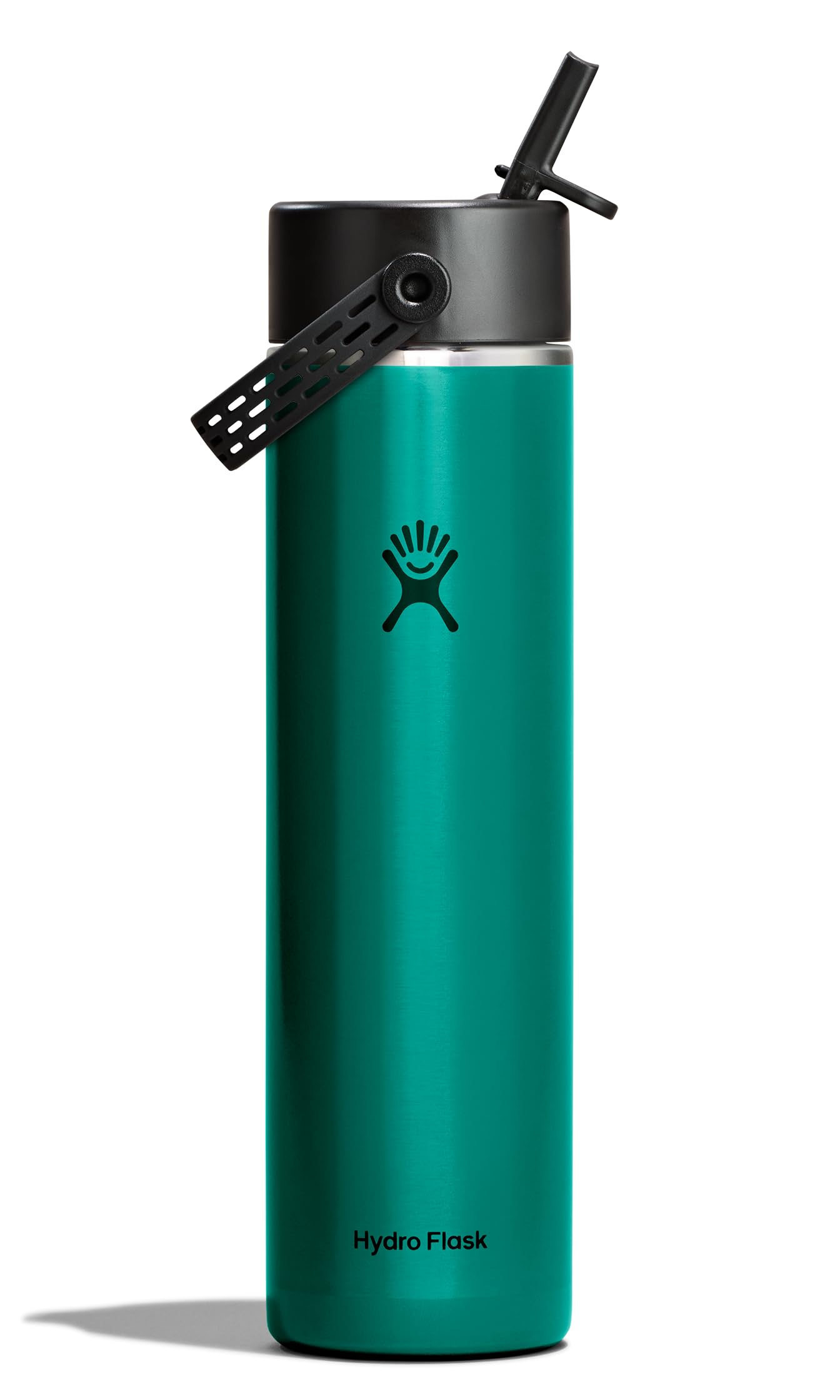 Hydro Flask 24 Oz Lightweight Wide Straw Lid - Insulated Stainless Steel Water Bottle - Hiking, Commuting Emerald Green