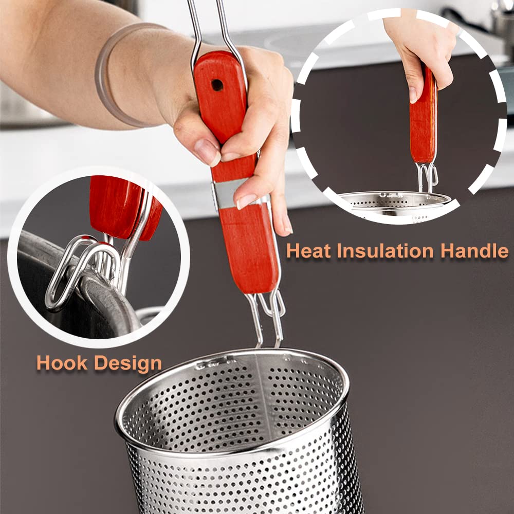 Tenta Kitchen Micro-Perforated Stainless Steel Pasta Basket Mesh Spider Food Dumpling Noodle Strainer,Fine Mesh Skimmer Kitchen