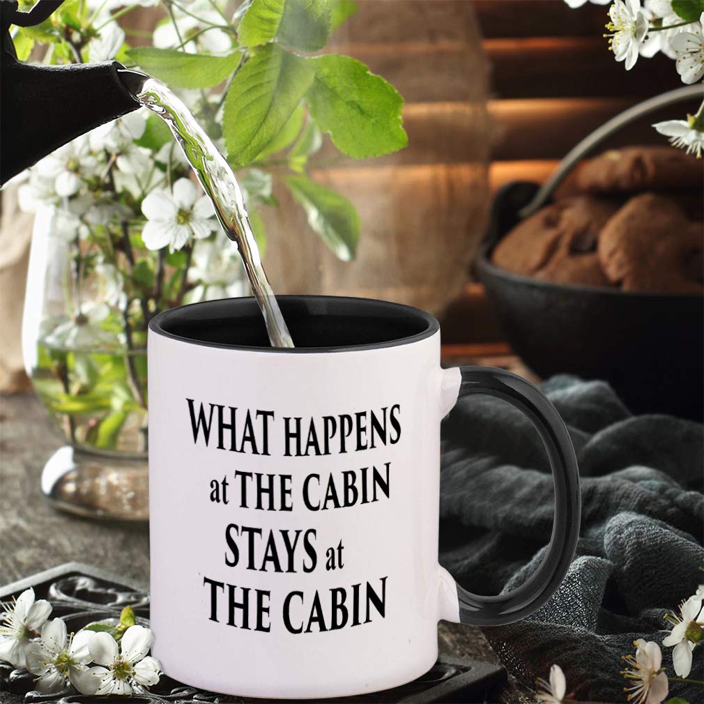 Maroon What Happens At The Cabin Stays At The Cabin 2 Ceramic Cup Colored Mug - Maroon