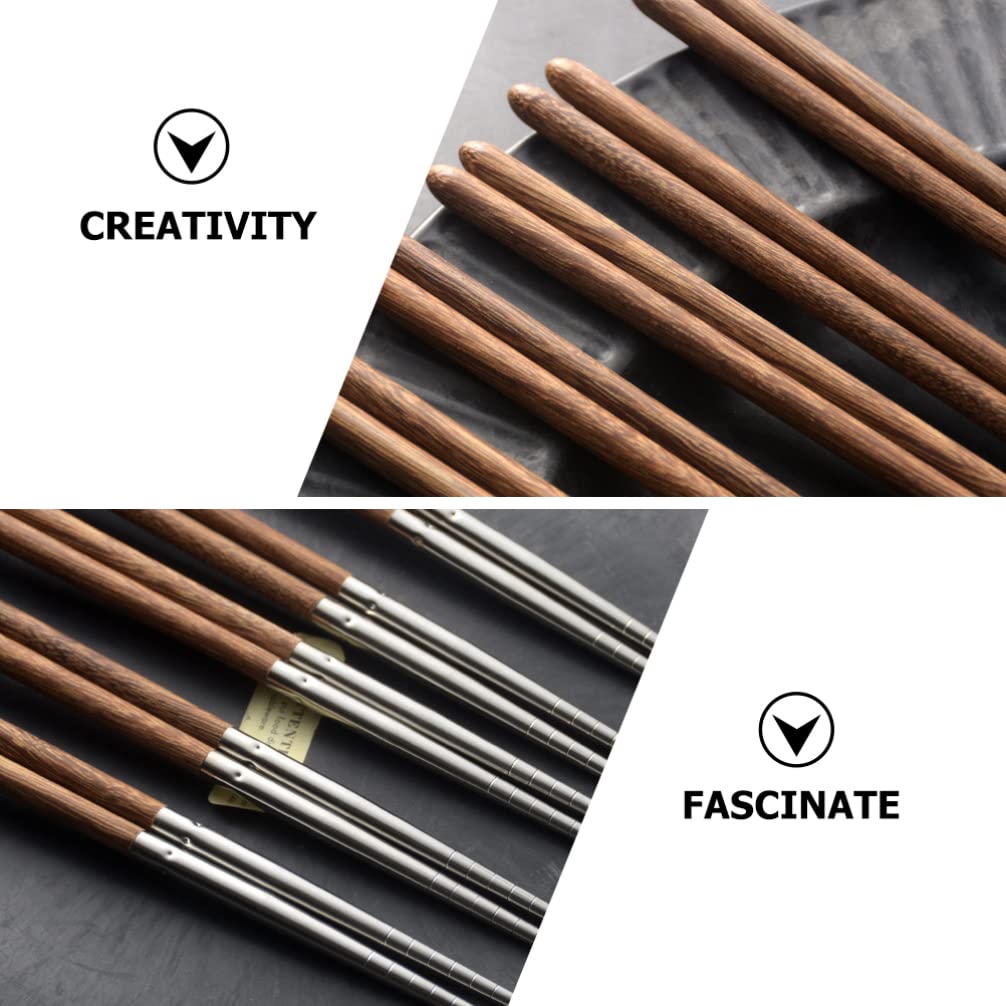Metal Chopsticks 5 Pairs Sushi Chopsticks Sashimi Chopsticks Stainless Steel Japanese Chopsticks With Wood Handle Chef Tradition