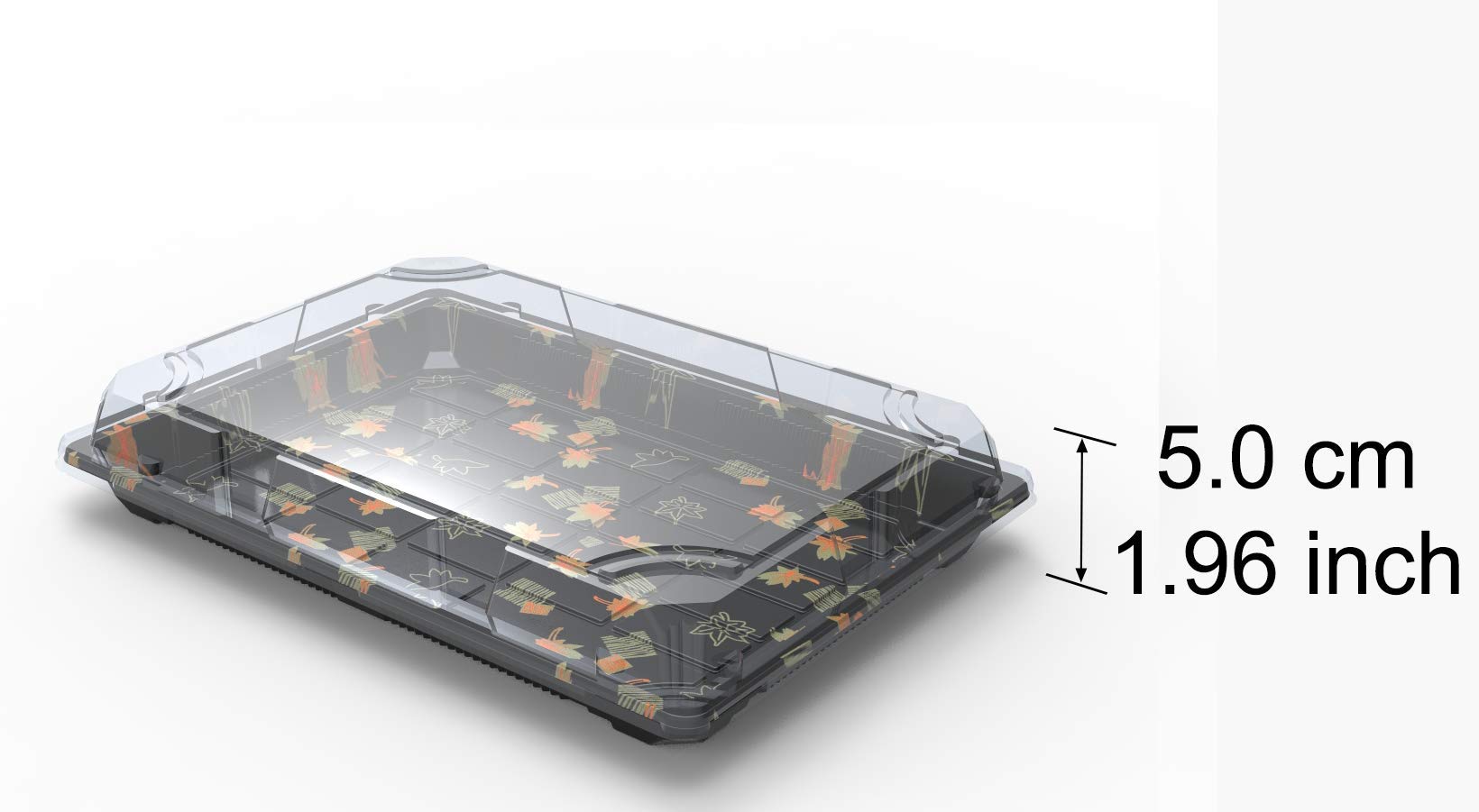 Seaboom 11# Sushi Container Sushi Tray Sushi Plate 9.5 * 7-Inch Take Out Tray With Clear Lid 200 Sets 11#