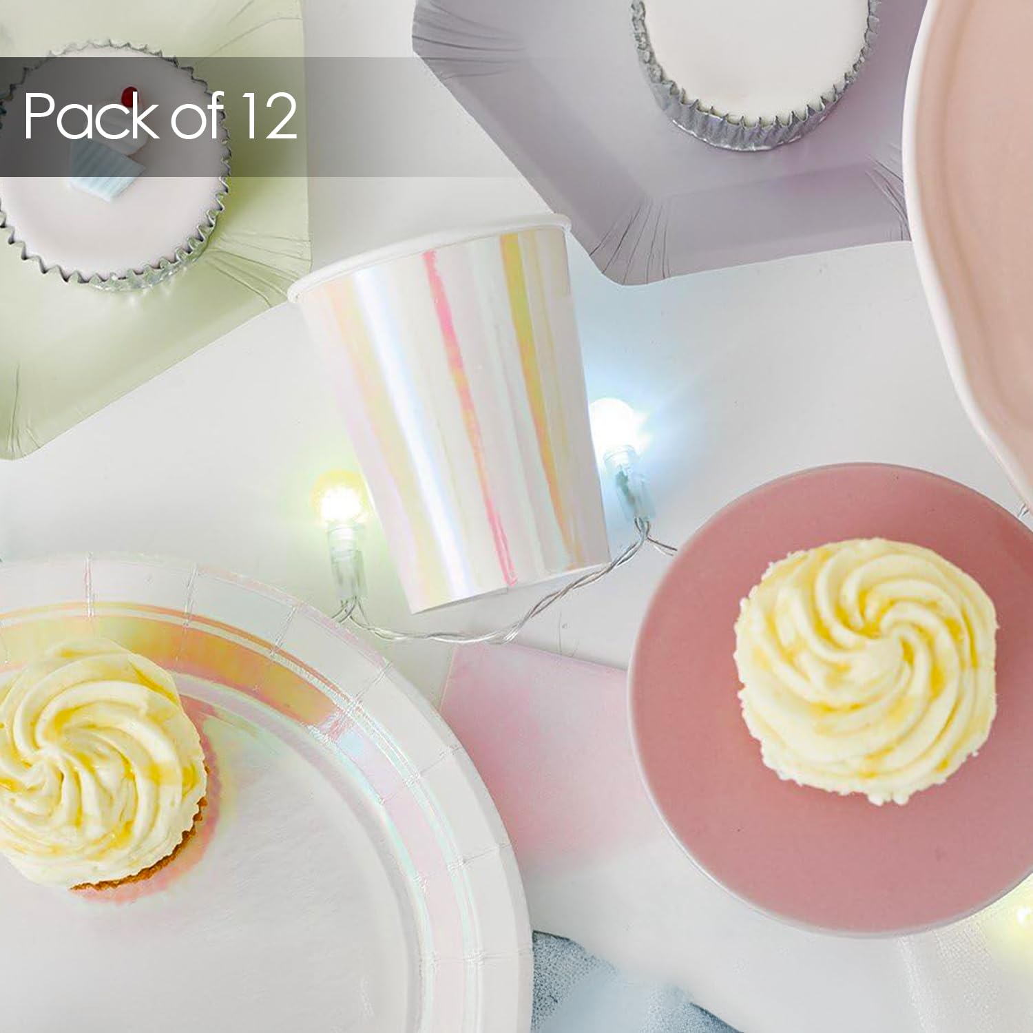 Talking Tables We Heart Pastel Iridescent Shiny Paper Cups For A Birthday Party, Unicorn Party, Or Children'S Party, Pink (12 Pa