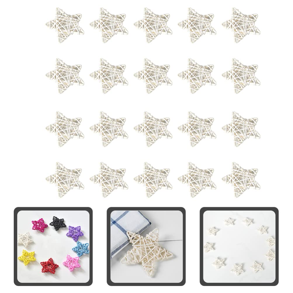 Zerodeko 20 Pieces Rattan Stars, Rattan Stars for Decoration, Mini Star Shaped Wicker Hanging Balls Ornaments for Wedding, Chris
