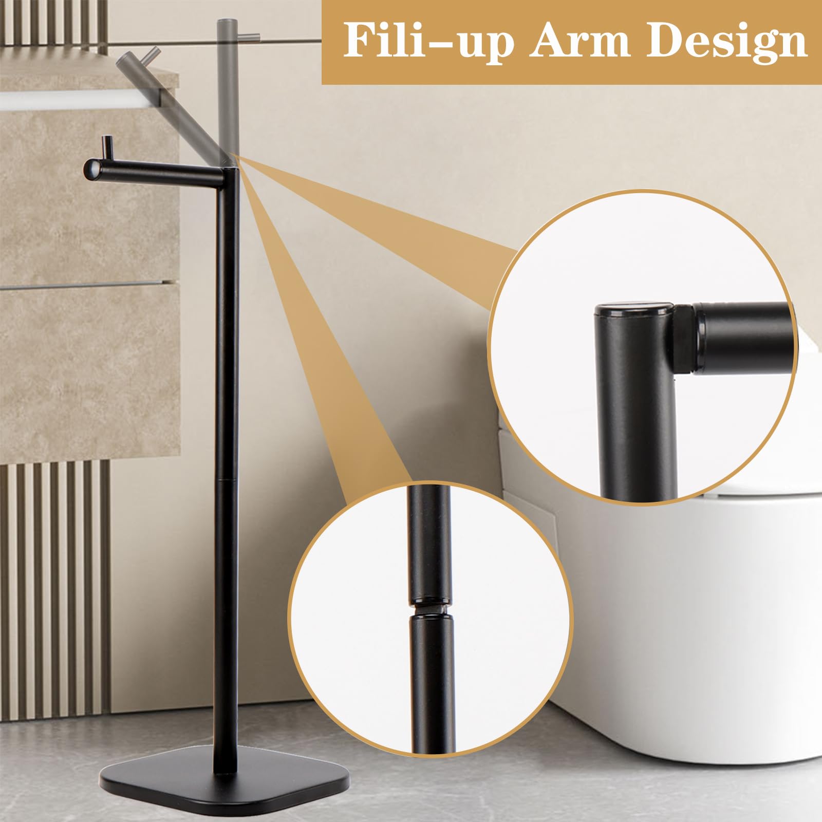 Vanloory Toilet Paper Holder Stand, Free Standing Tissue Paper Storage For Bathroom, Stainless Steel Toilet Paper Stand With Res