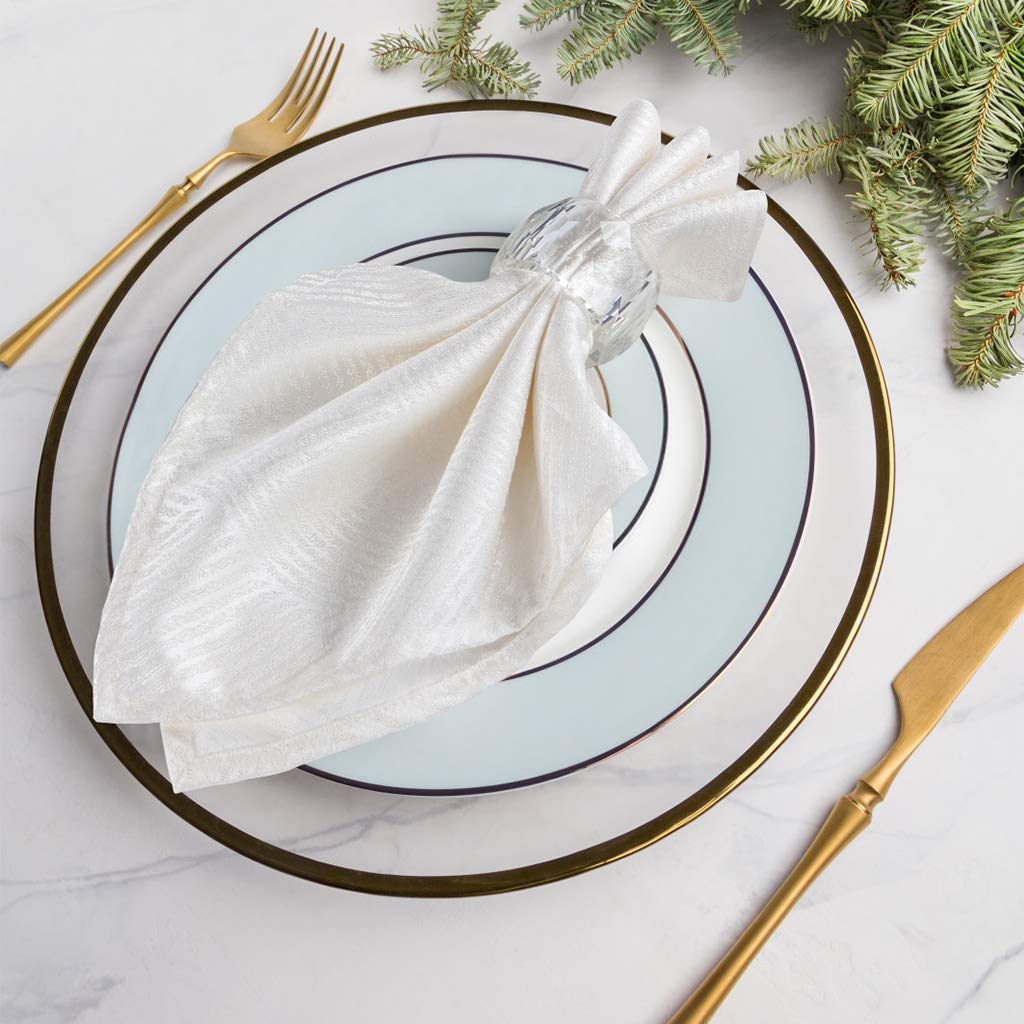 Mdluu 4 Pcs Crystal Napkin Rings, 2.3'' Diameter Serviette Buckles, Clear Napkin Holder Rings For Christmas, Thanksgiving, Weddi