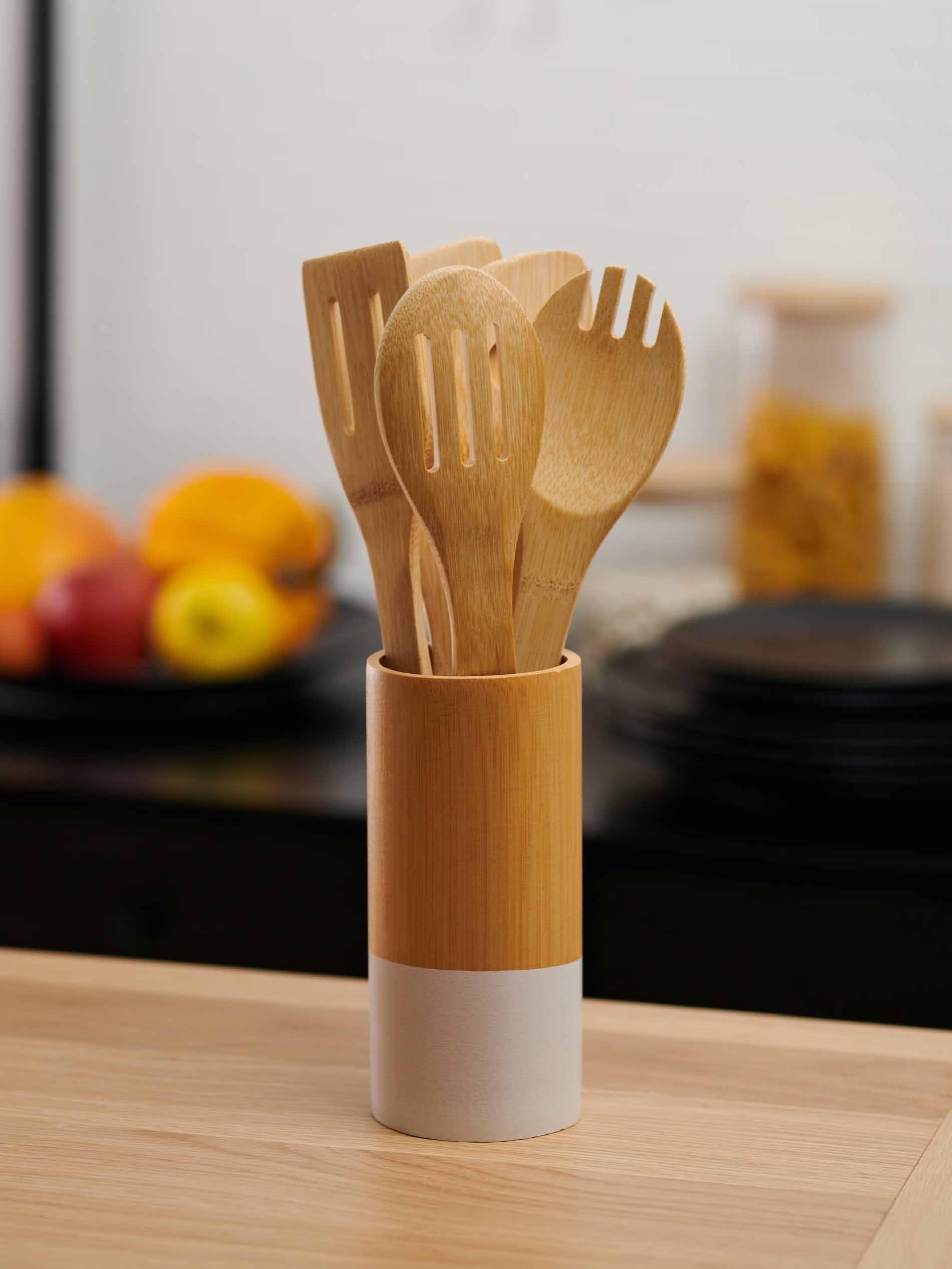 Tgopit Wooden Cooking Utensils Set,6 Piece NonStick Bamboo Cooking Spoons For Cooking Easy To Clean Reusable Wooden Spoons For