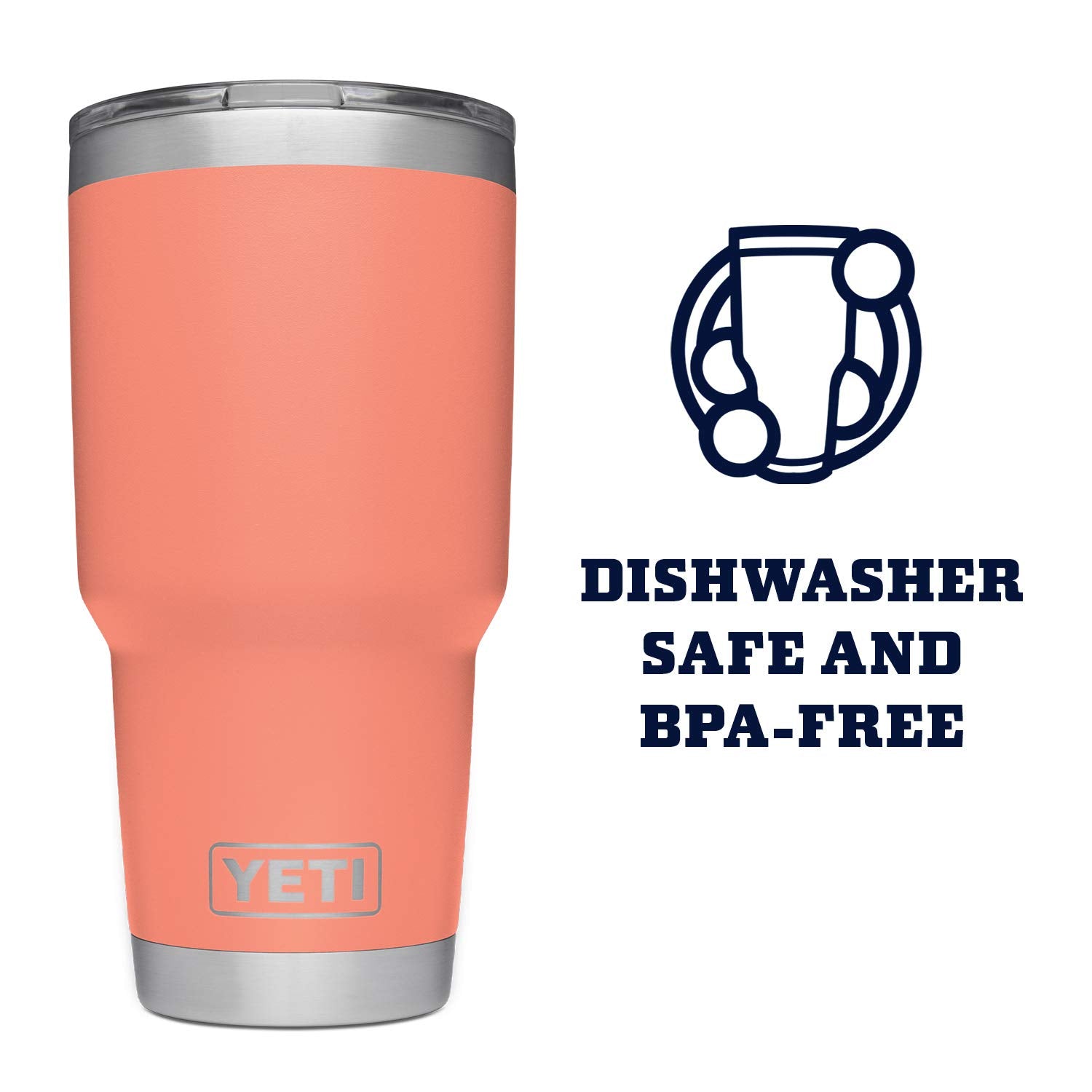 Yeti Rambler 30 Oz Stainless Steel Vacuum Insulated Tumbler W/Magslider Lid, Coral