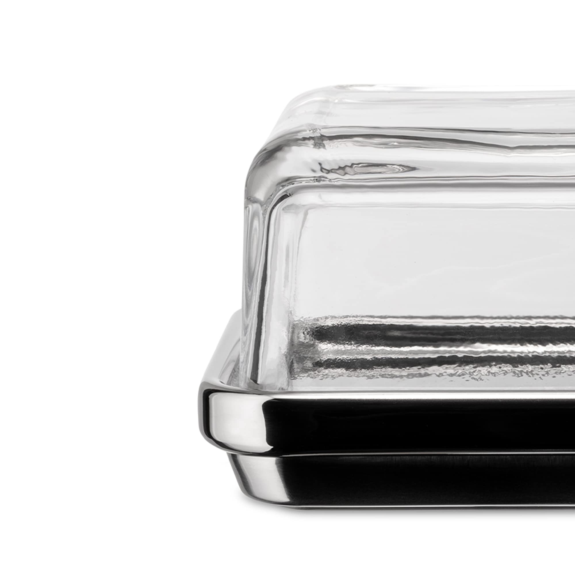 Alessi Es03-Design Butter Dish With Lid Glass, Mirror Polished, Steel