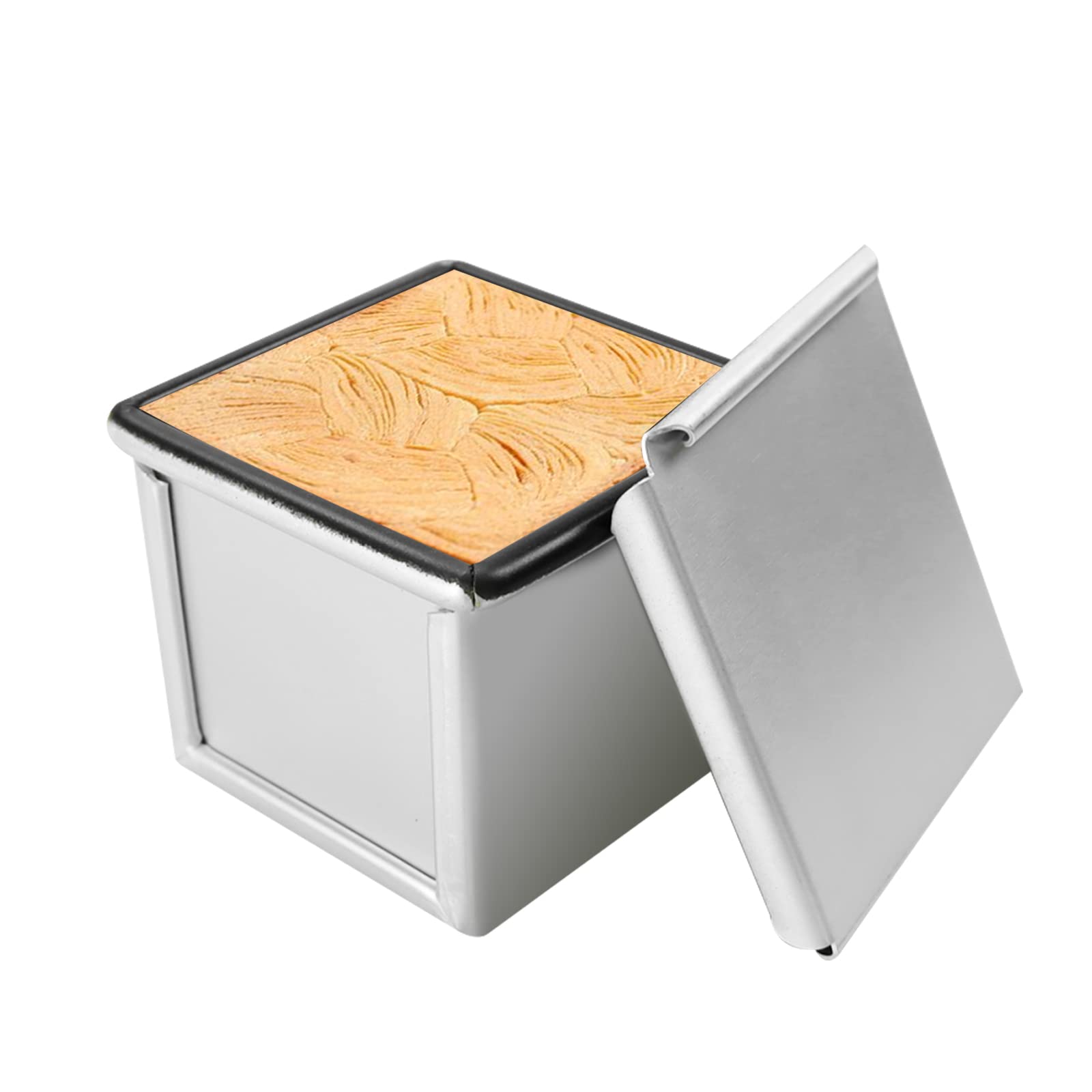Ta Best Pullman Loaf Pan With Lid Non-Stick Square Smooth Toast Box Aluminized Steel Bread Pan With Lid,3.94X3.94X3.94In(10Cm)