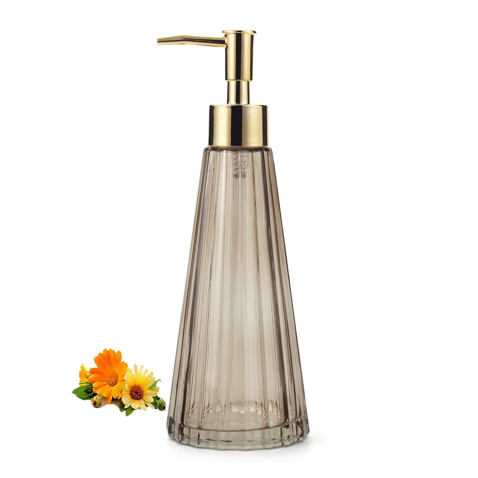 Ivailex 10Oz/300Ml Hand Soap Dispenser Bathroom, Kitchen Soap Dispenser, Glass Soap Dispenser With Gold Rust Proof Pump, Liquid