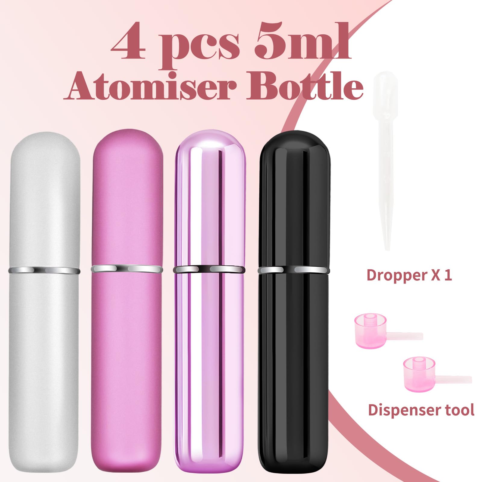 Obsgumu 4Pcs Mini Perfume Travel Bottle, Perfume Atomiser Refillable, 5Ml Spray Bottles, Portable For Travel Holiday Women Man