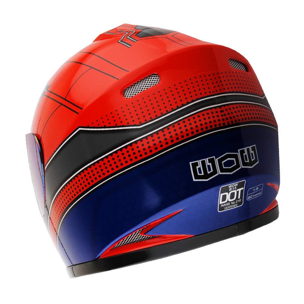 WOW Full Face Helmet for Kids - Medium, Thermoplastic, Spider Red, Model HKY-B15