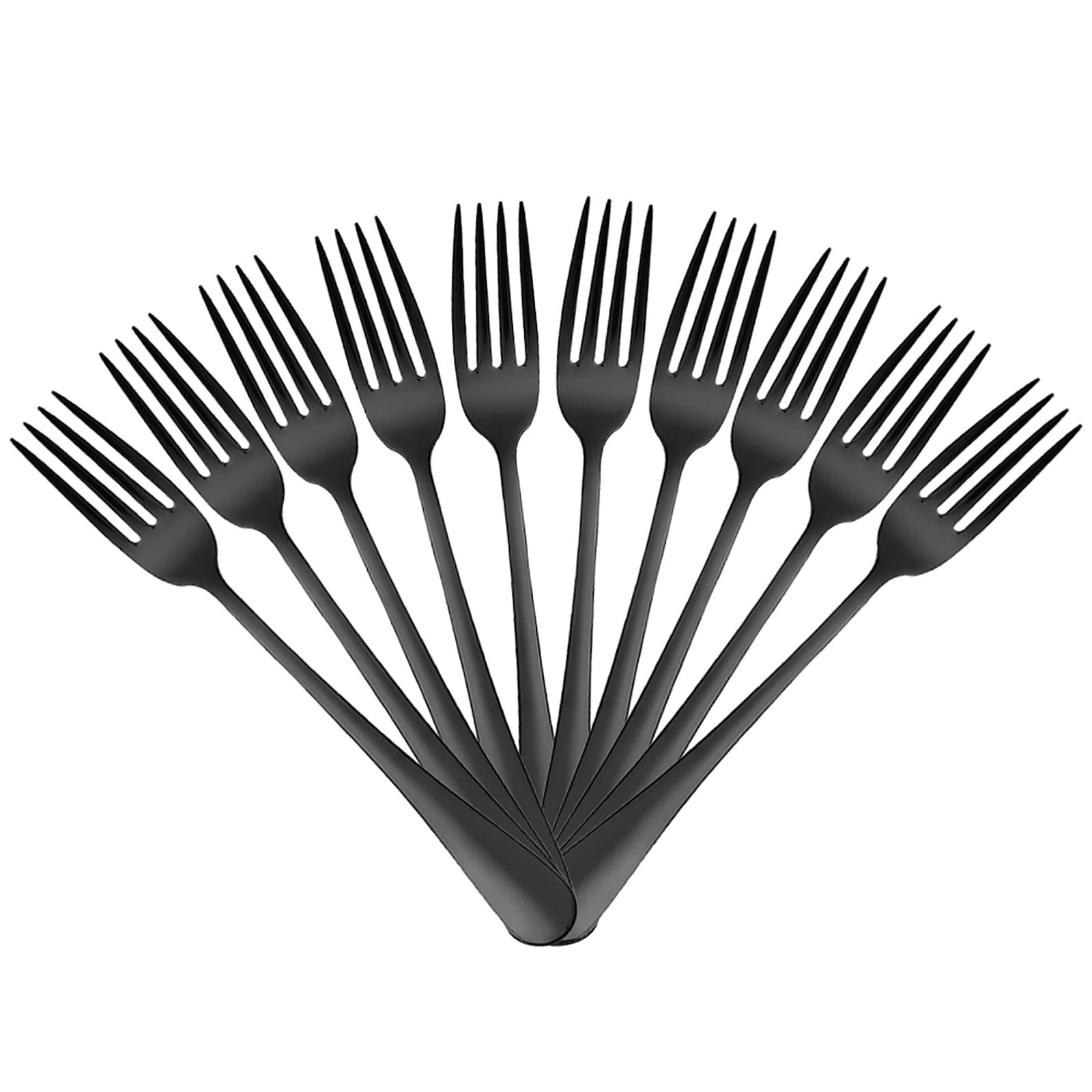 Devico Forks Set, Good Stainless Steel 10-Piece Black Silverware Cutlery Reusable Dinner Forks
