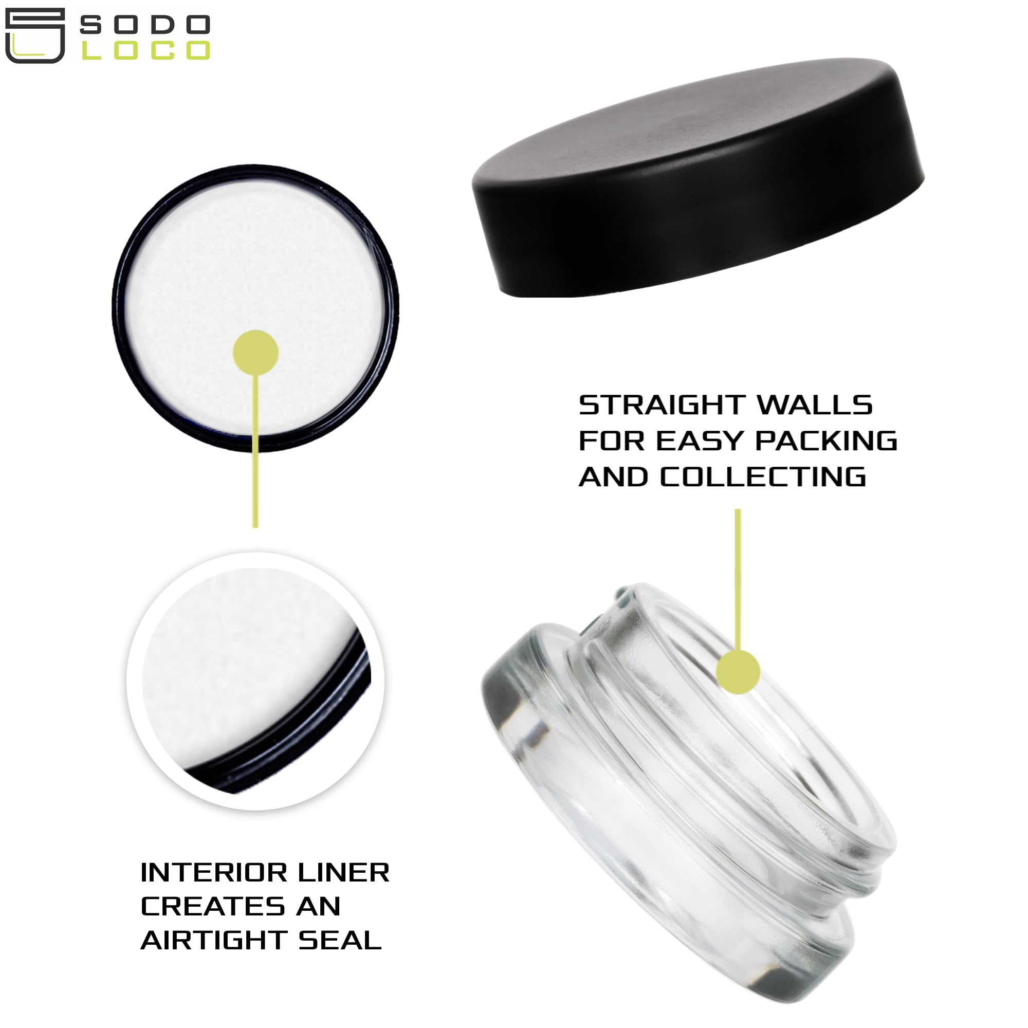 (90 Pack) 7Ml Low Profile Thick Glass Jars With Black Lids - Airtight Containers For Oil, Lip Balm, Wax, Cosmetics
