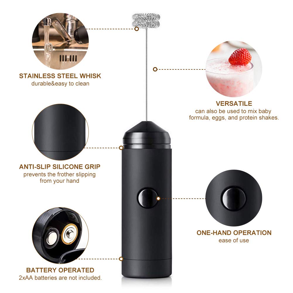 Milk Frother Handheld Coffee Art Set, Electric Coffee Frother With Milk Frother Pitcher, Powder Cocoa Shaker, Coffee Stencils, C