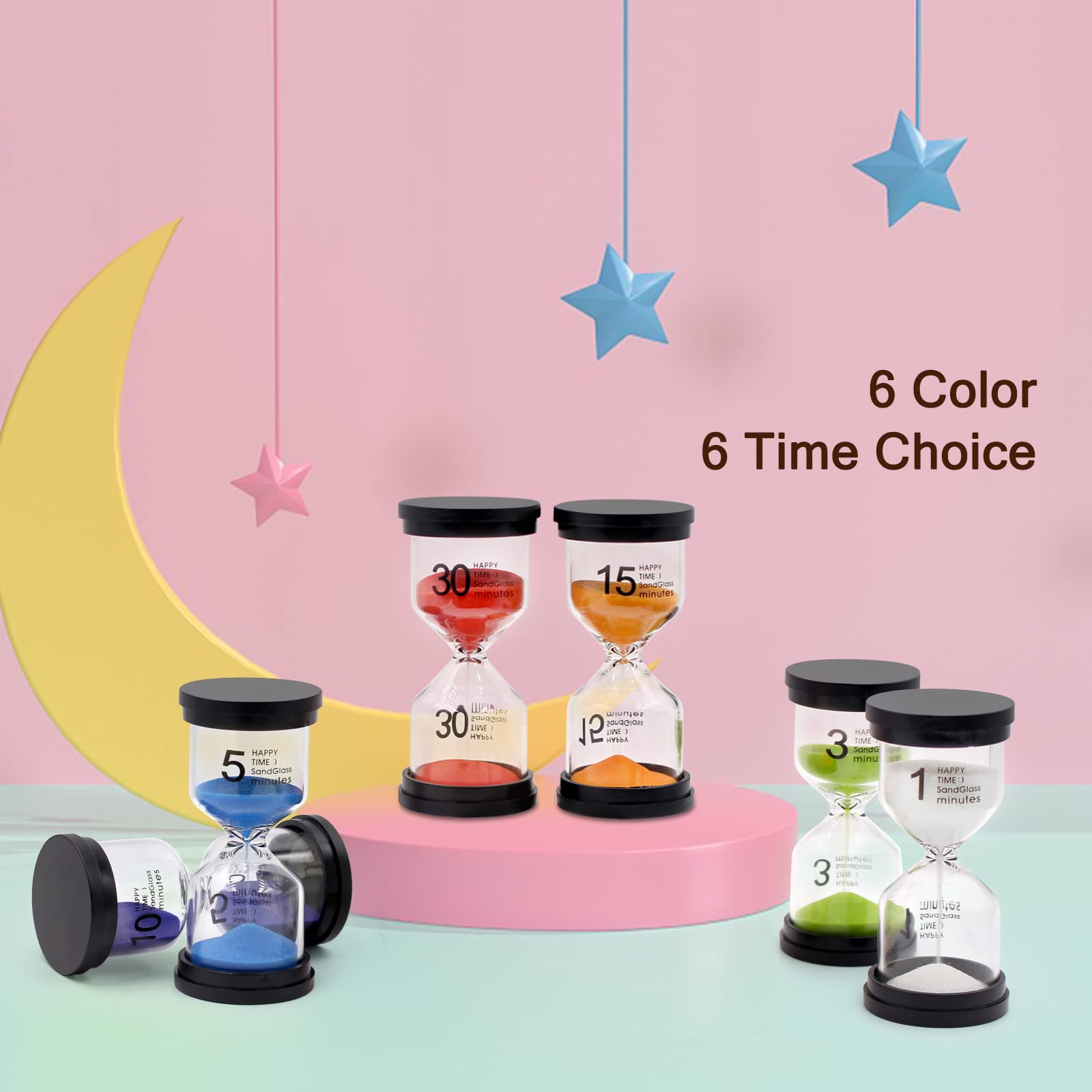 Sand Timer, Hourglass Sand Timers Colorful 1/3/5/10/15/30 Minutes Sandglass Timer With Protective Cover For Classroom Home Offic