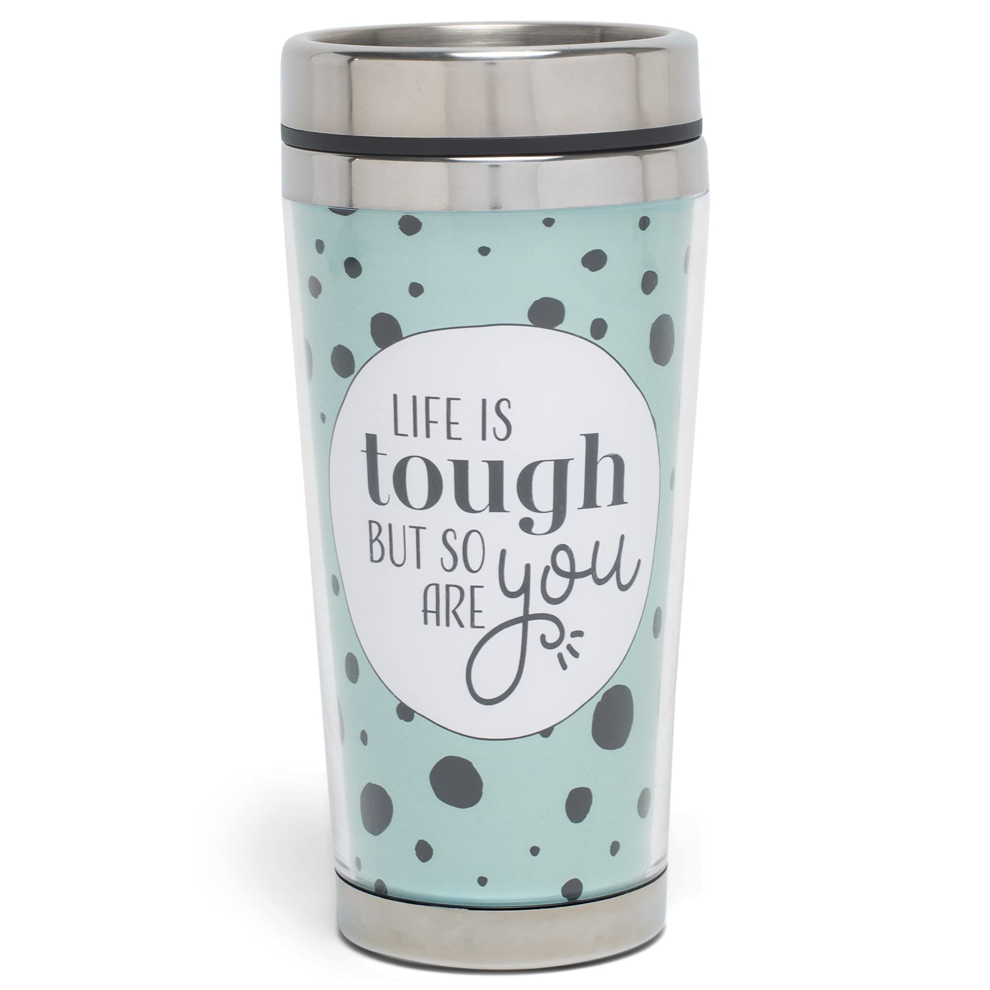 Elanze Designs Life Is Tough So Are You Teal And Black 16 Ounces Stainless Steel Travel Tumbler